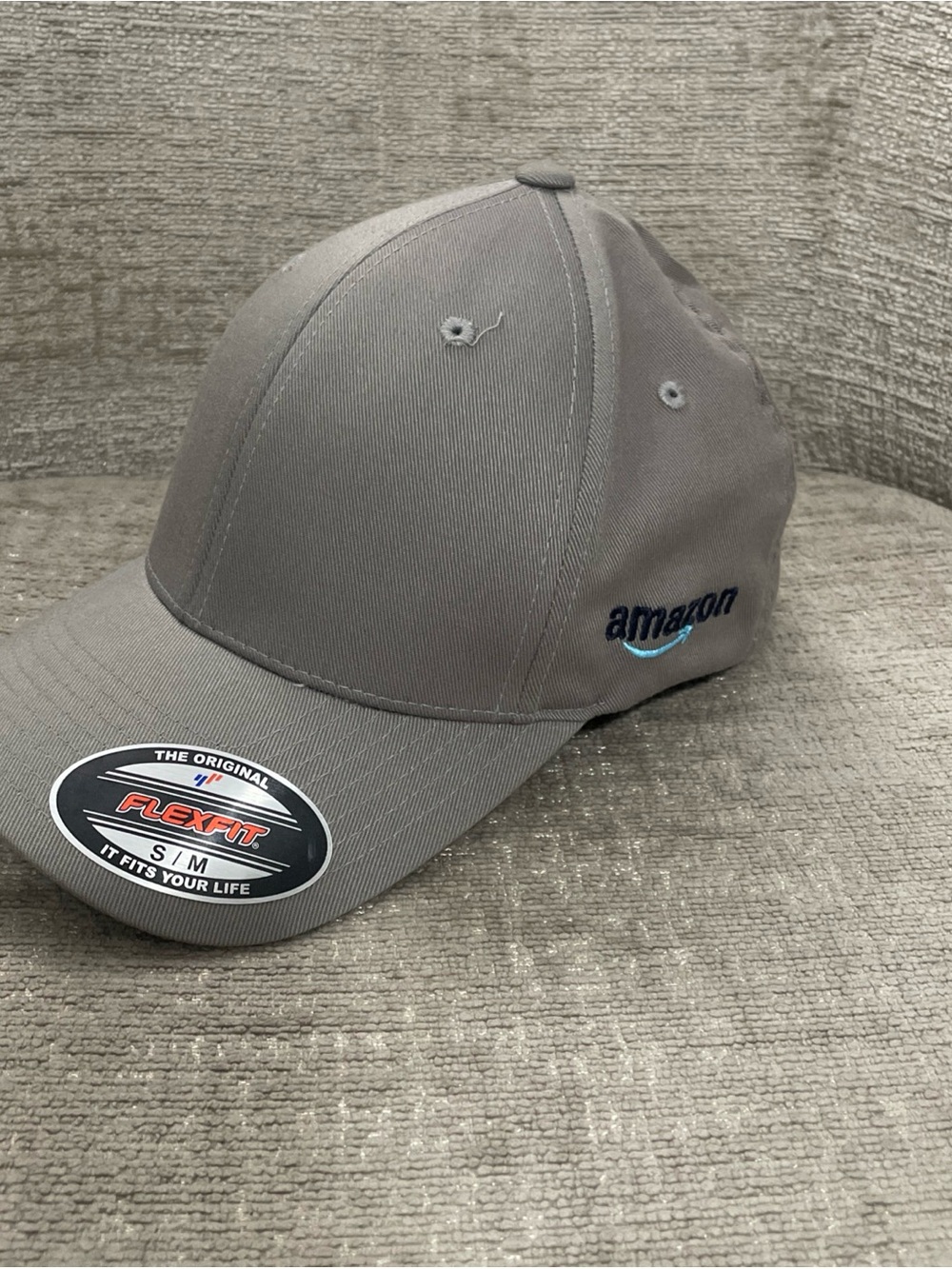 FLEXFIT Amazon Classic ORIGINAL 6-Panel Fitted Baseball Cap HAT S/M Grey